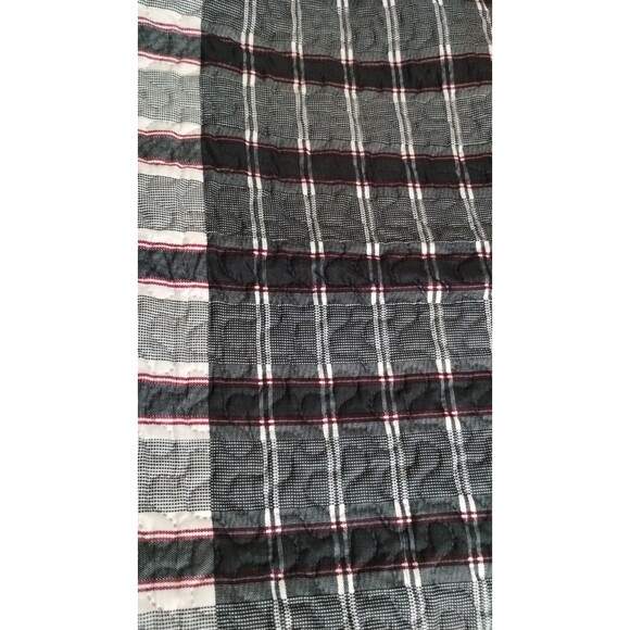 Pair of Quilted King Pillow Shams Plaid Black Red Set of 2 35x20 NWOT - Picture 5 of 5